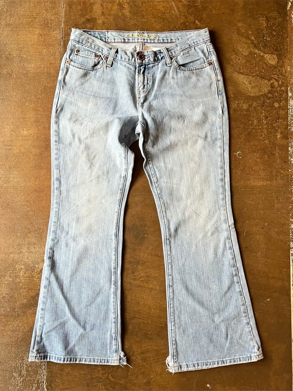 American Eagle Vintage Y2K Light Wash Low Rise Hipster Flare Jeans 8 Short Mall